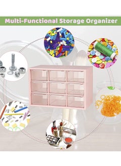 Y&D Drawer Organizer Mini Plastic, Art Craft Organizers and Storage Used In Desk, Vanity in Home Or Office, 9 Removable Drawers for DIY Crafts, Supply, Office Supplies Jewelry (Pink)  - Image 3