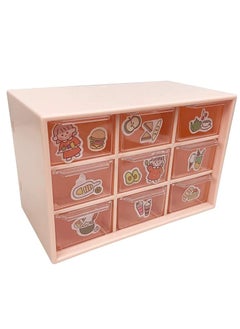 Y&D Drawer Organizer Mini Plastic, Art Craft Organizers and Storage Used In Desk, Vanity in Home Or Office, 9 Removable Drawers for DIY Crafts, Supply, Office Supplies Jewelry (Pink)  - Image 1