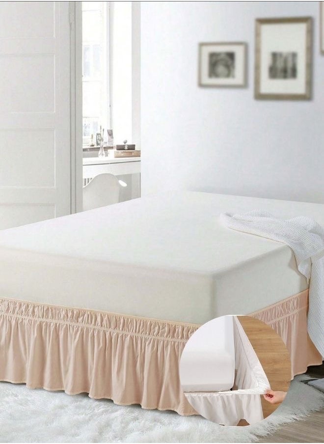 LUNA Home - 1 Pc Beige Elastic Bed Skirt - Image 1