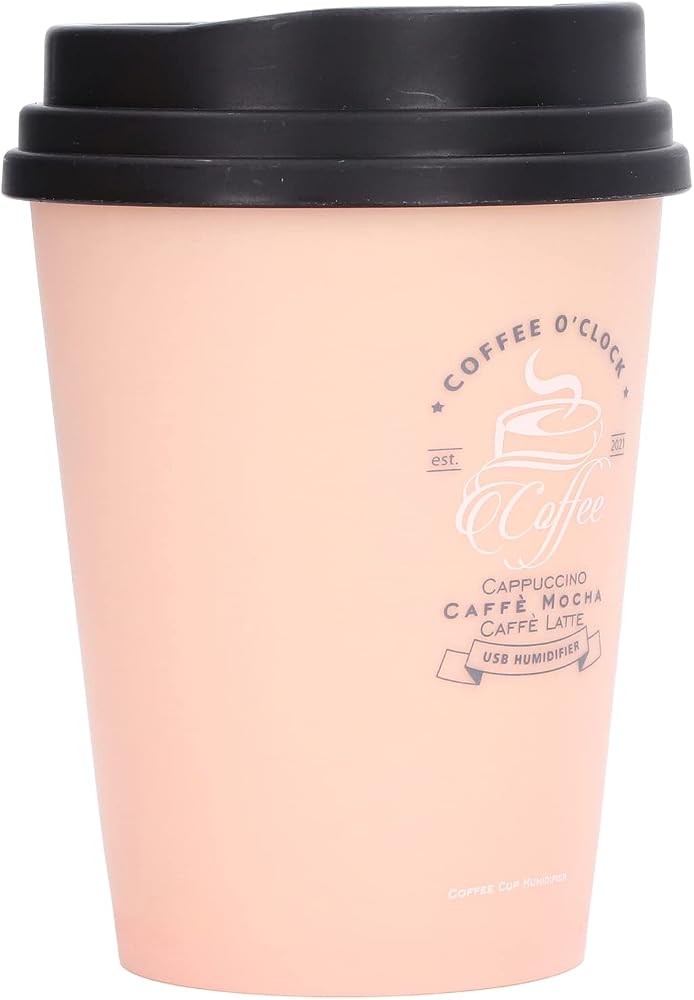 Bewinner USB Humidifier 300ml Coffee Cup Design, Mini Portable Humidifier Low Noise Auto Off for Car Home Office Desk, Small Lightweight Space Saving Cool Mist (Pink) - Image 4