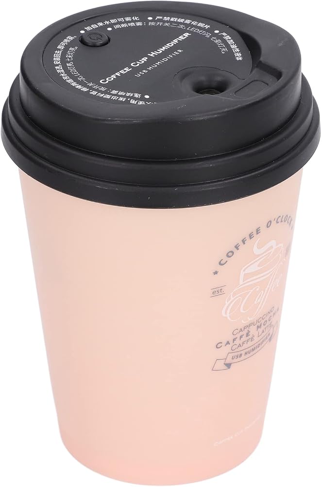 Bewinner USB Humidifier 300ml Coffee Cup Design, Mini Portable Humidifier Low Noise Auto Off for Car Home Office Desk, Small Lightweight Space Saving Cool Mist (Pink) - Image 3