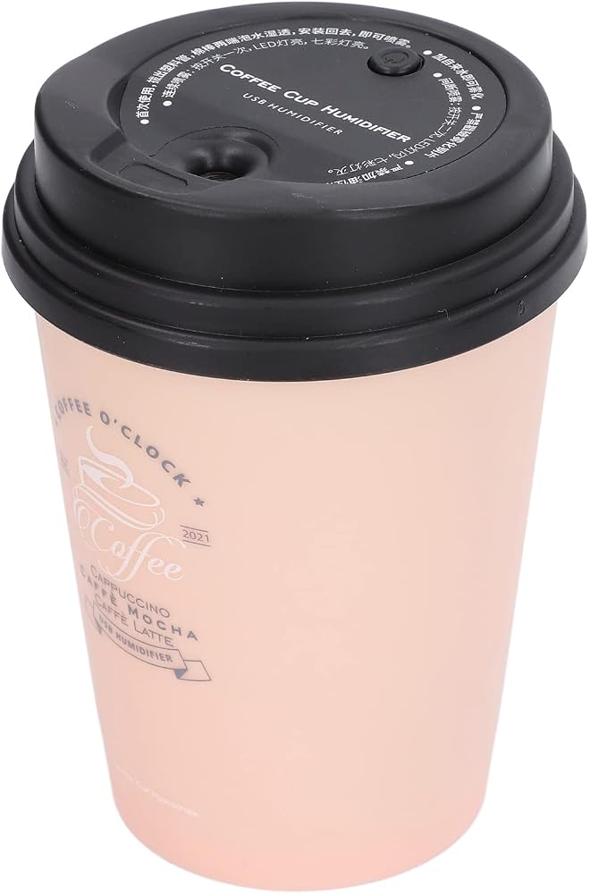 Bewinner USB Humidifier 300ml Coffee Cup Design, Mini Portable Humidifier Low Noise Auto Off for Car Home Office Desk, Small Lightweight Space Saving Cool Mist (Pink) - Image 5