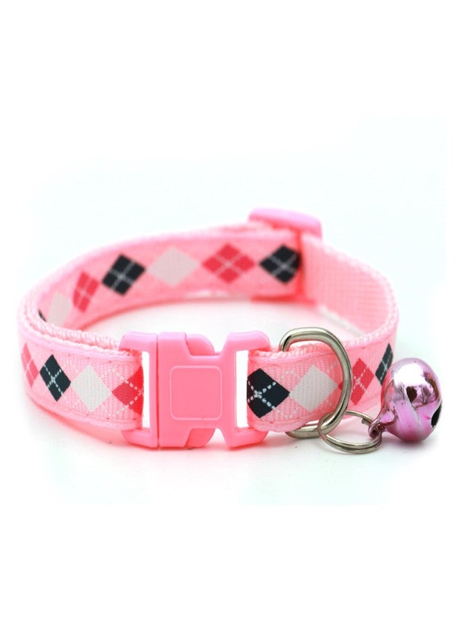 Litvibes Cat & Puppy Collar with Bell,Kitten & Small Dogs Soft Adjustable,Safe,Solid & Protective Breakaway for Cats & Puppies,Cute Kitty Neckband with Diamond Print-(Pink) - Image 1