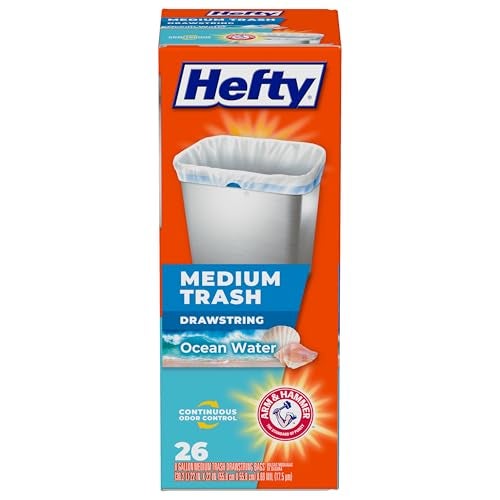 Hefty Medium Trash Bags, Ocean Water Scent, 8 Gallon, 26 Count - Image 1