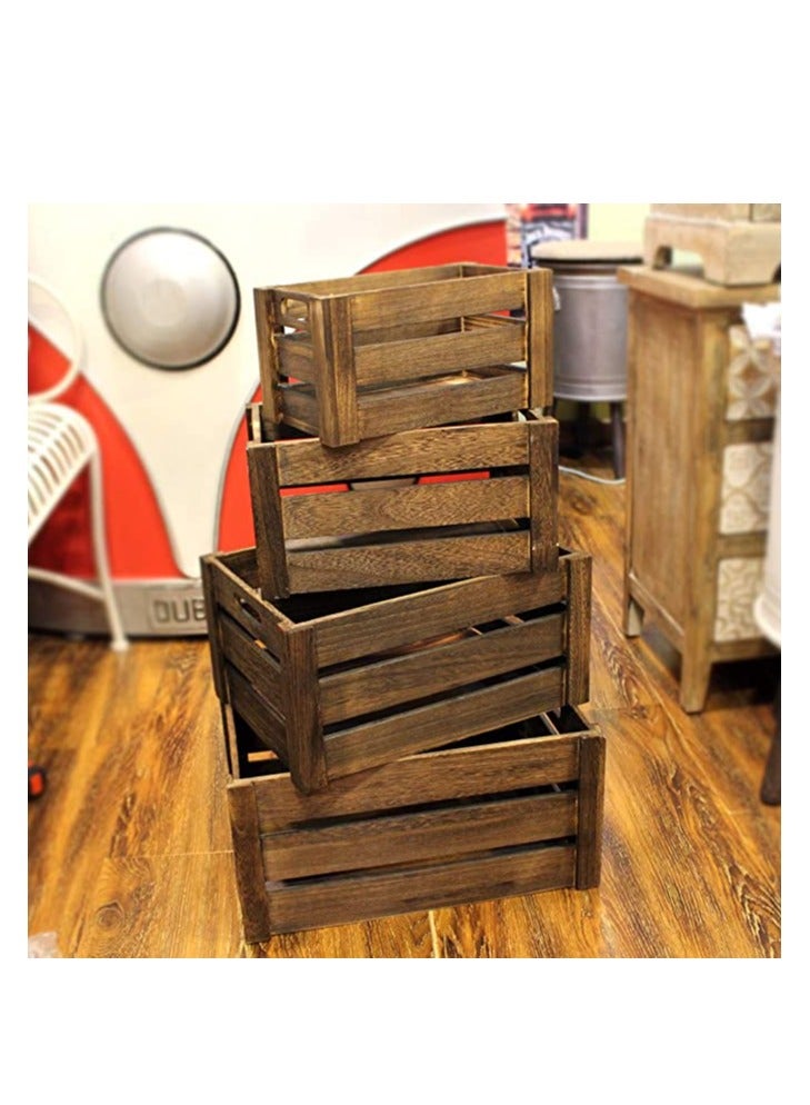 FFD Wooden Storage Crates - Nesting Storage Boxes with Cutout Handles, Decorative Wooden Crates for Organization, Display, and Storage  - Image 1
