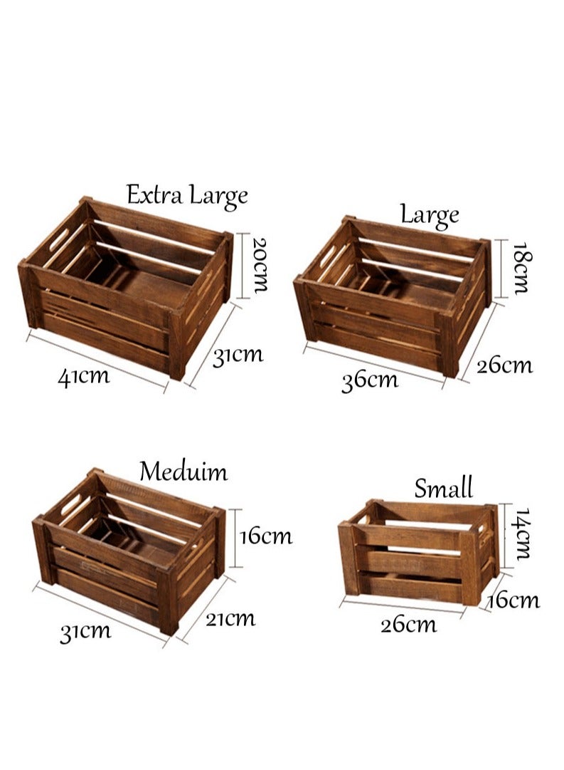 FFD Wooden Storage Crates - Nesting Storage Boxes with Cutout Handles, Decorative Wooden Crates for Organization, Display, and Storage  - Image 2