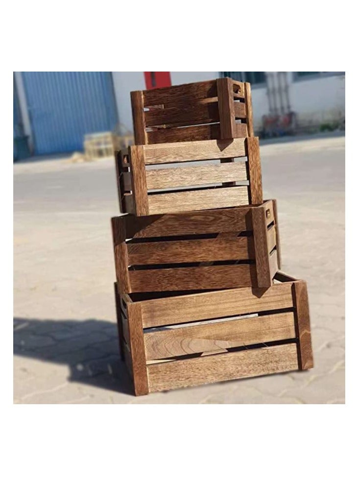 FFD Wooden Storage Crates - Nesting Storage Boxes with Cutout Handles, Decorative Wooden Crates for Organization, Display, and Storage  - Image 3