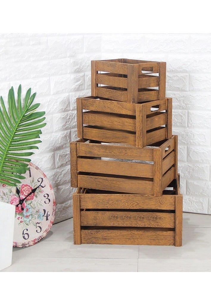 FFD Wooden Storage Crates - Nesting Storage Boxes with Cutout Handles, Decorative Wooden Crates for Organization, Display, and Storage  - Image 5