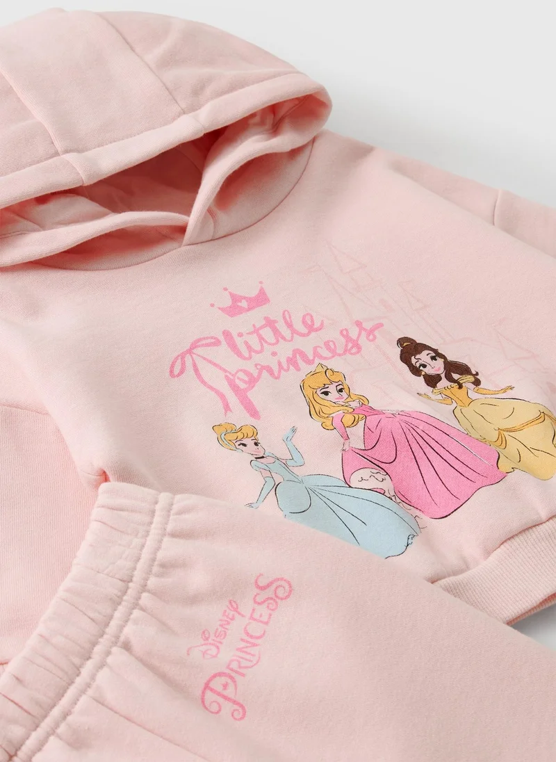 ماتلان Girls Pink Princess Hoodie & Jogger Set
