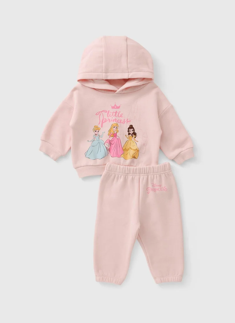 ماتلان Girls Pink Princess Hoodie & Jogger Set