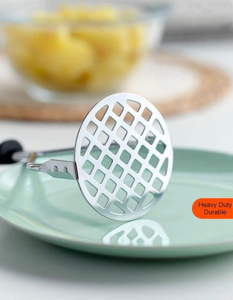 HENIJ® Stainless Steel Potato Ricer Masher | Kitchen Gadget with Non-Slip Handle, Masher Utensil for Mashed Potato, Vegetables, Fruits and and Baby Food, Durable (Black, Pack of 1) - Image 3