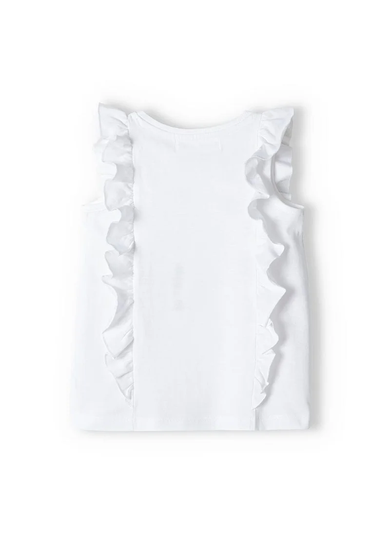 MINOTI Girls Sleeveless T-Shirt with Frill Trim