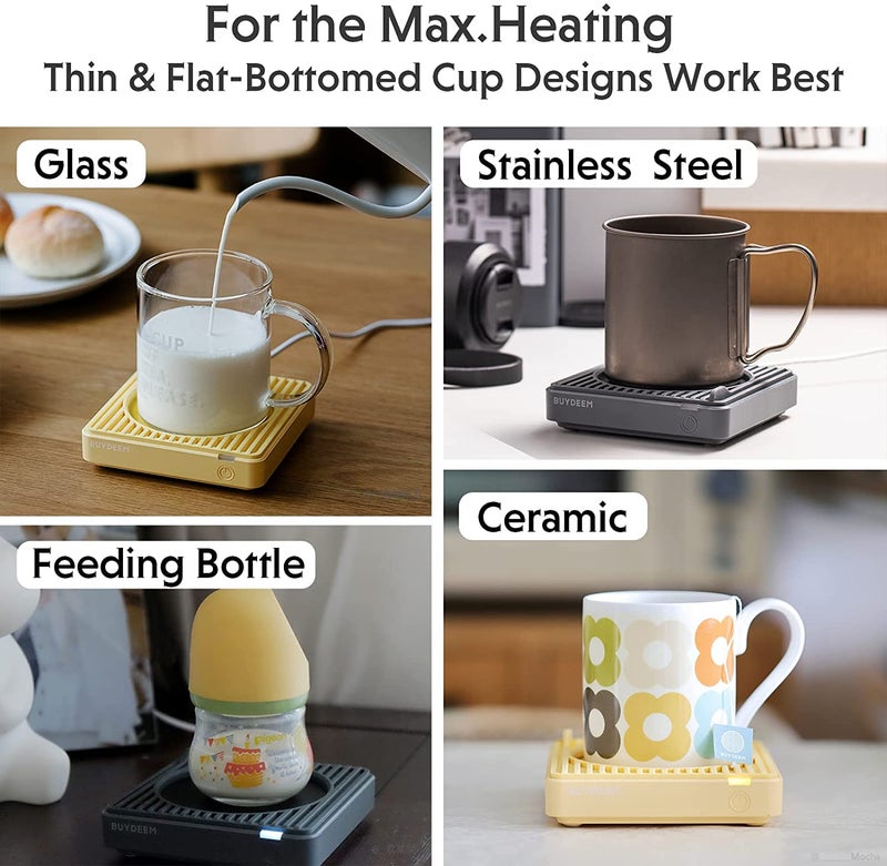 BUYDEEM OA20013 Extra Wide Mug Warmer, One-Touch Beverage Cup Warmer with 2 Temperature Settings and Auto Shut-Off, Perfect for Office Desk Use, Cozy Greenish - Image 3