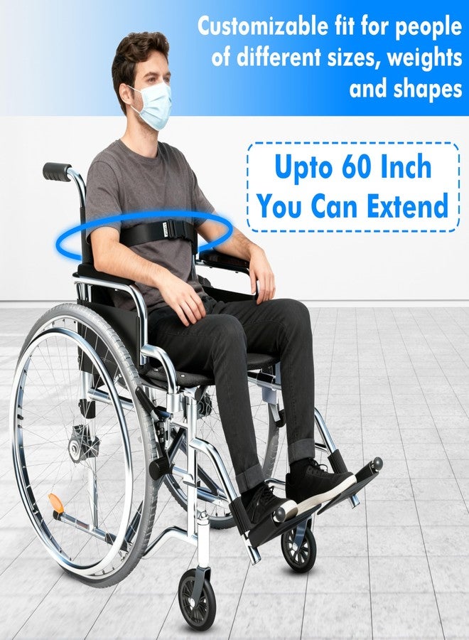 OTICA Wheelchair Safety Strap Seat Belt, Adjustable Length - Black Anti-Slip and Anti-Fall Wheelchair Fixation Belt, Extra Long Size-Suitable for Obese People (Buckel belt) - Image 2