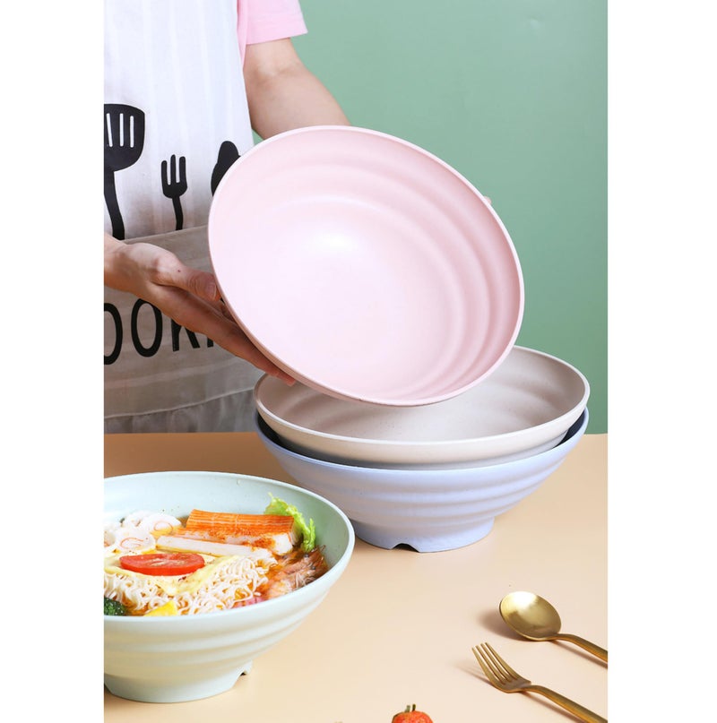 P-PLUS INTERNATIONAL Ramen Bowl Set Japanese Noodle Soup Bowl Large and Deep Bowls for Pho, Udon, Pasta, Curry, Cereal and Salad, Housewarming Gift-Microwave Safe (1200ml+1900ml, Blue, Set of 4) - Image 4