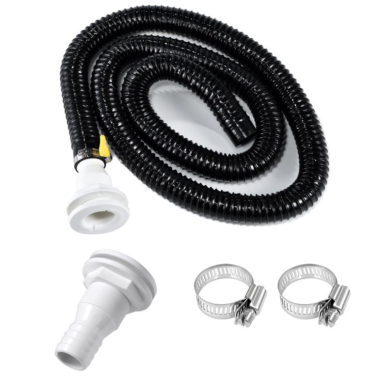 YOQVQOY 118 Boat Bilge Pump Hose Kit118 Dia 6 FT KinkFree PVC Hose118 Inch ABS ThruHull Fitting2PCS 316Stainless Steel Hose Clamps for Boat Marine - Image 2