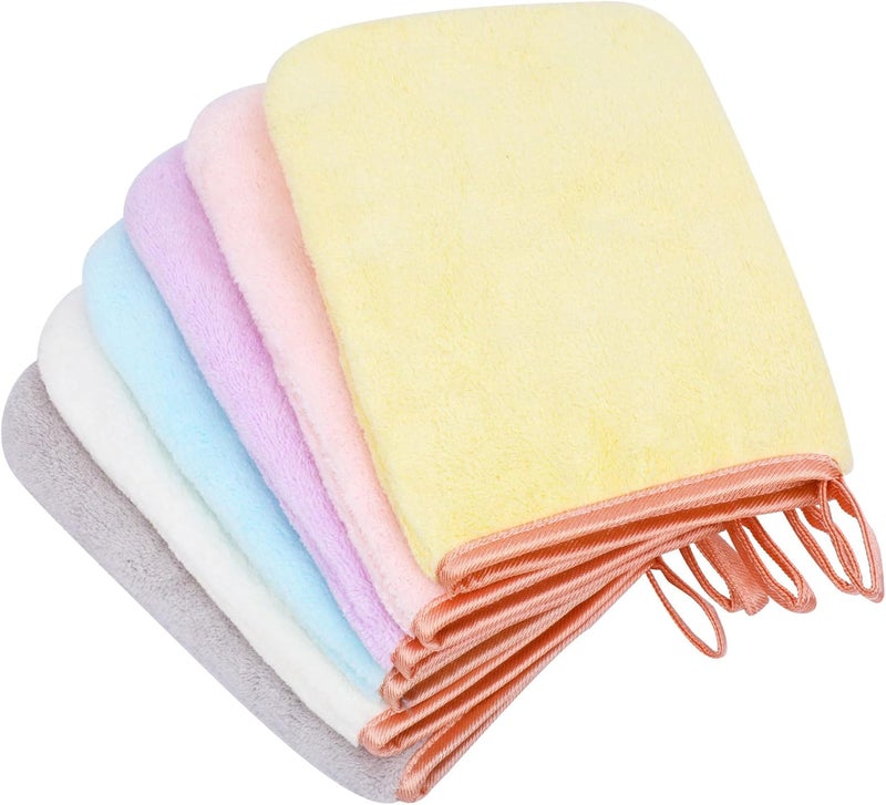 Phogary PHOGARY 6 Pack Microfiber Body Wash Mitts 68 Inch Super Absorbent  Soft Face Mitten Coral Fleece Body Cleansing Bath Spa Cloth Reusable Makeup Remover Mitt Gloves 6 Colors 