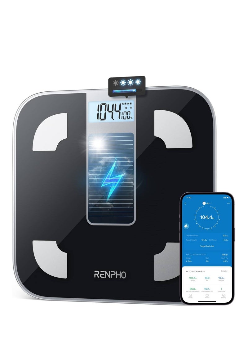 RENPHO Scale for Body Weight, Battery-Free Solar Power Digital Bathroom Smart Scale Bluetooth Body Fat Scale - Image 1