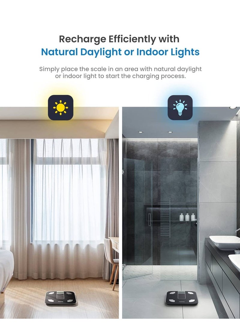 RENPHO Scale for Body Weight, Battery-Free Solar Power Digital Bathroom Smart Scale Bluetooth Body Fat Scale - Image 2