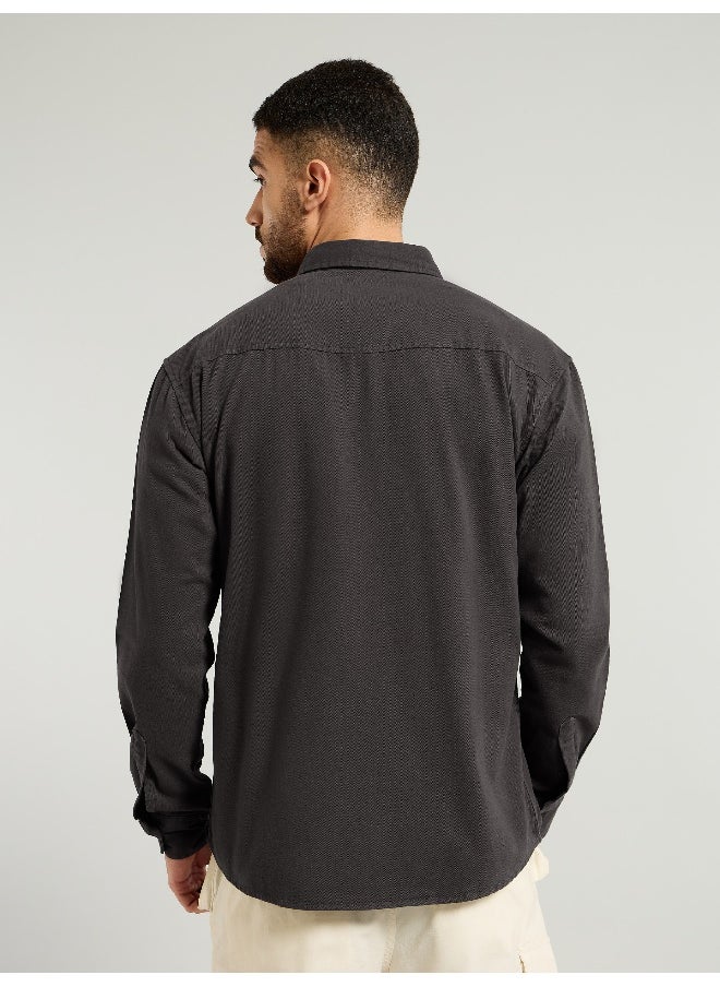 Beyoung Dark Grey Cotton Drill Urban Shirt  - Image 2