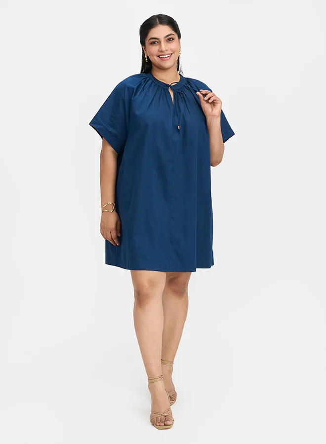 فيرجيو VIRGIO 100% Cotton Tie-Up A-Line Dress