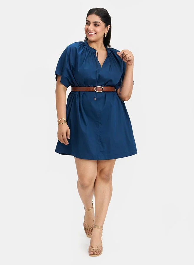 فيرجيو VIRGIO 100% Cotton Tie-Up A-Line Dress