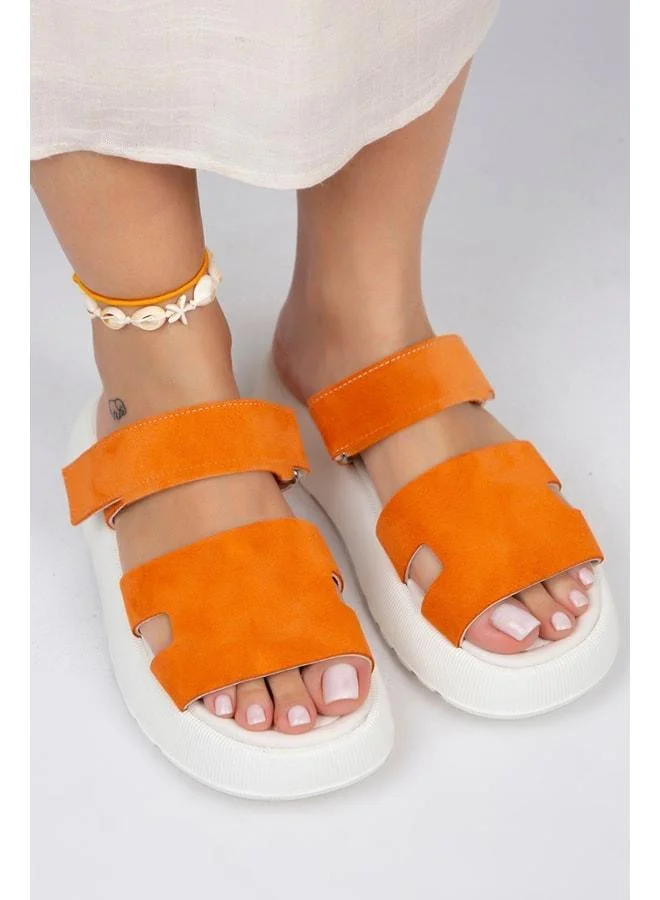 Manijero  Seina Women's Genuine Leather strap Slippers Orange. for Women | Best Price UAE