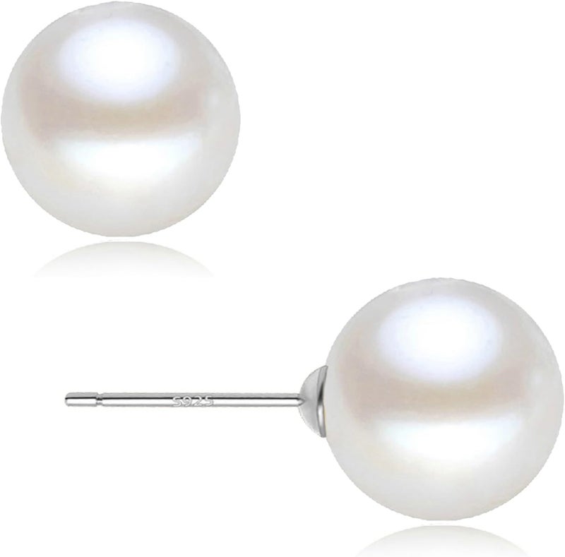 EFTKOY 18K Gold Plated 925 Sterling Silver Shell Pearl Stud Earrings,Hypoallergenic to Sensitive Ears - Image 1