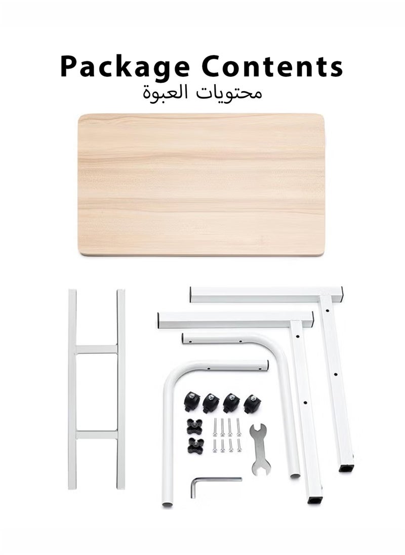 Toshionics - Upgraded Metal Base Adjustable Height Multipurpose Laptop Table with Wheels Mobile Computer Desk for Work from Home Study Gaming Portable Overbed Table Sofa Table Bedside Desk Rolling Workstation for Home and Office Use - Image 1