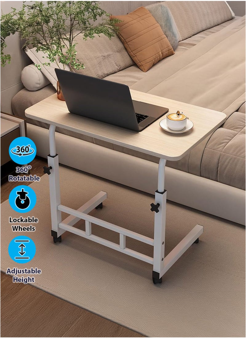 Toshionics - Upgraded Metal Base Adjustable Height Multipurpose Laptop Table with Wheels Mobile Computer Desk for Work from Home Study Gaming Portable Overbed Table Sofa Table Bedside Desk Rolling Workstation for Home and Office Use - Image 1