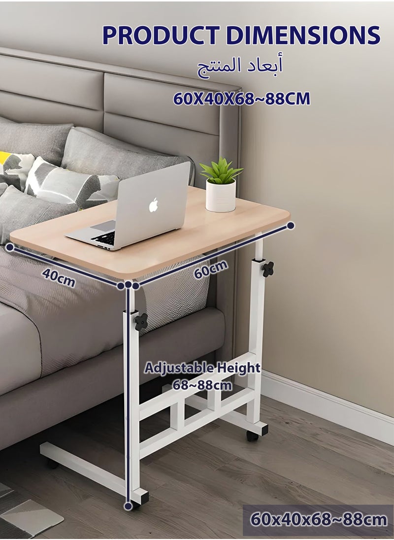 Toshionics - Upgraded Metal Base Adjustable Height Multipurpose Laptop Table with Wheels Mobile Computer Desk for Work from Home Study Gaming Portable Overbed Table Sofa Table Bedside Desk Rolling Workstation for Home and Office Use - Image 1