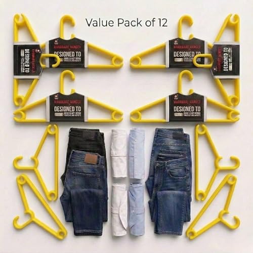 Mahaware Polypropylene Cloth Hanger, Pack of 12 - Heavy Duty Plastic Hanger for Wardrobe, Space Saving Clothes Hanger, Anti-Slip Hanger Cloth Plastic for Closet Organization (Yellow, 12 Count) - Image 4