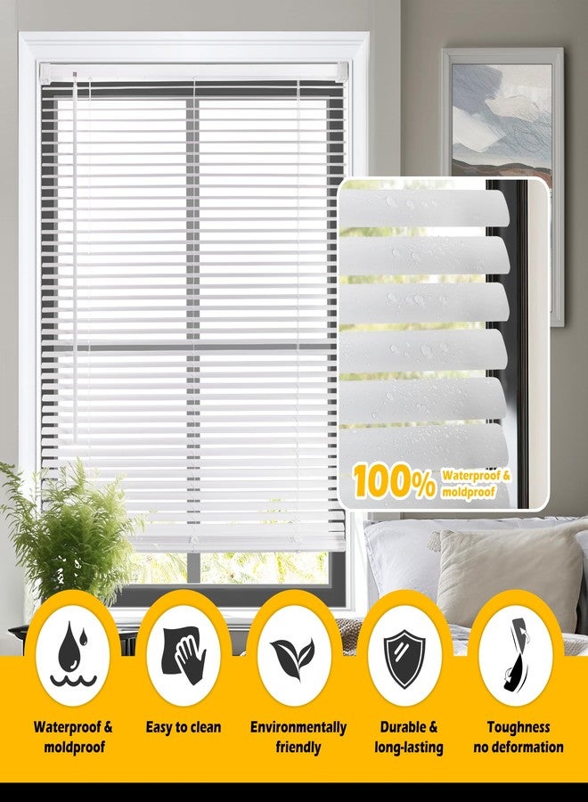 LazBlinds Cordless 1" Vinyl Mini Blinds for Indoor Windows - Light Filtering Horizontal Window Blinds & Shades, 20" W x 36" H, White - Image 2