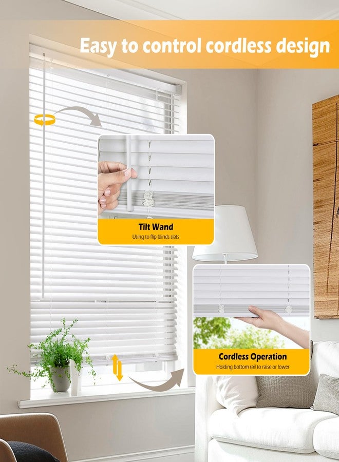LazBlinds Cordless 1" Vinyl Mini Blinds for Indoor Windows - Light Filtering Horizontal Window Blinds & Shades, 20" W x 36" H, White - Image 3