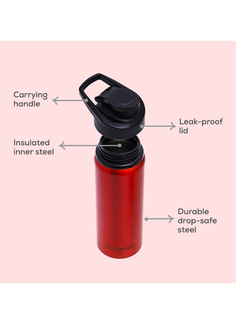 Eazy Kids Stainless Steel Sports Water Bottle - Red, 700 ML  - Image 5