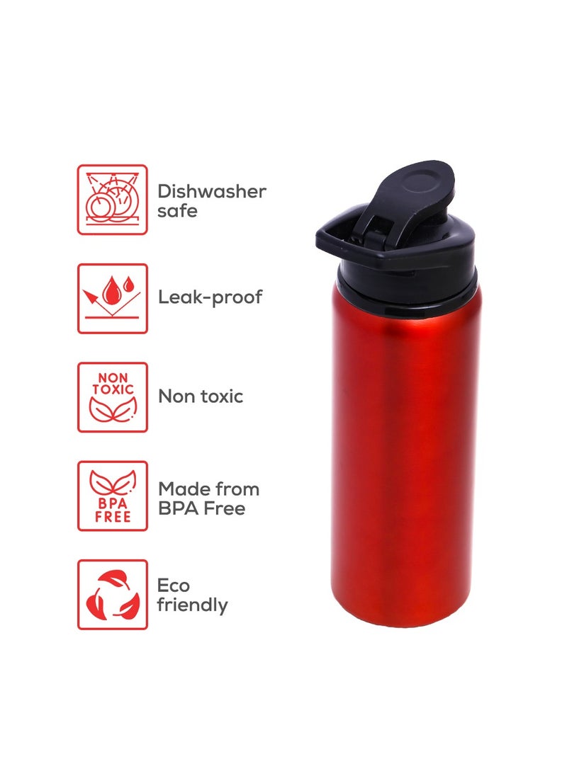 Eazy Kids Stainless Steel Sports Water Bottle - Red, 700 ML  - Image 3