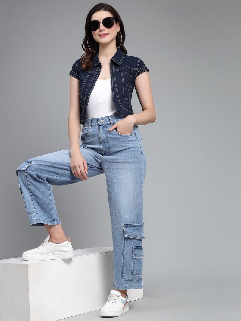 Style Quotient ستايل كوتينت نسائي جينز أزرق بحري بفتحة أمامية مفتوحة عادية - Image 5