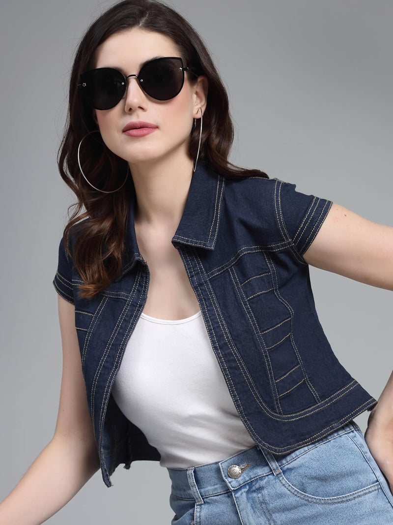 Style Quotient ستايل كوتينت نسائي جينز أزرق بحري بفتحة أمامية مفتوحة عادية - Image 3