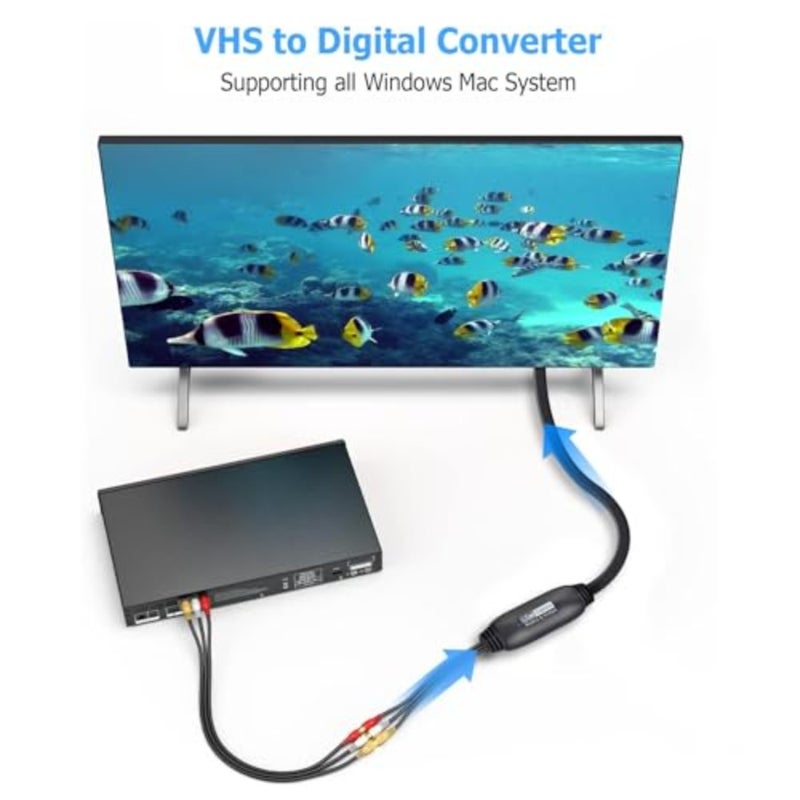 VHS إلى محول رقمي، بطاقة التقاط الفيديو USB 2.0 جهاز بطاقة التقاط الفيديو الصوتي القديم VHS Mini DV Hi8 DVD VCR إلى محول رقمي لنظام التشغيل Mac، يدعم الكمبيوتر الشخصي Windows 2000/10/ 8/7/ Vista/XP/Android - Image 2