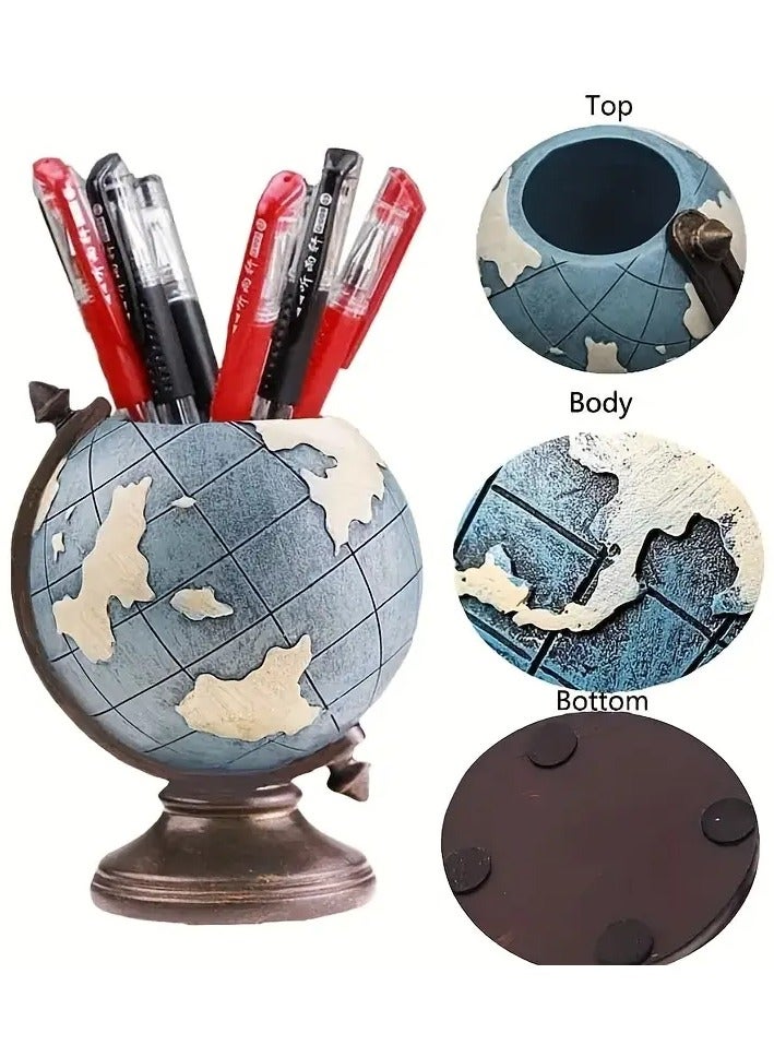Generic European Style Globe Pen Holder – 360° Rotating Desk Organizer for Office & Home Use  - Image 2