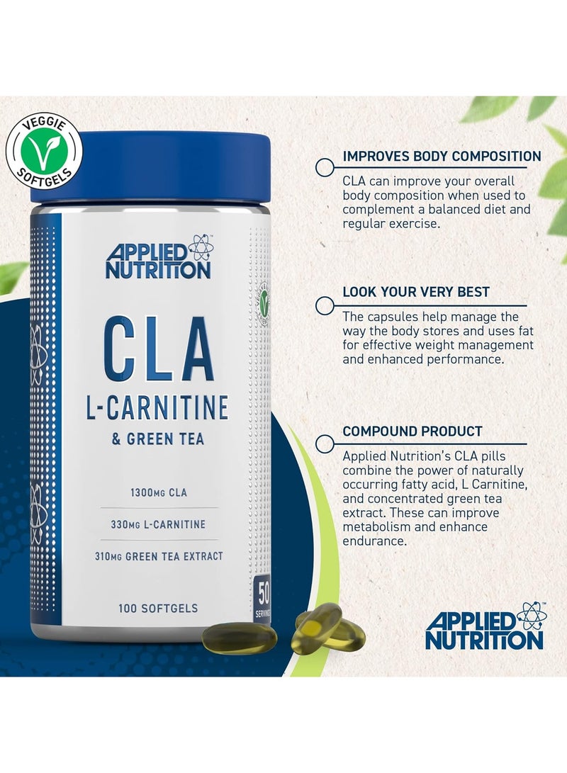 أبلايد نيوتريشن CLA إل-كارنتين والشاي الأخضر، 100 كبسولة هلامية، 50 حصة، 150 جرام - Image 2