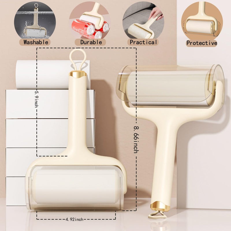 Washable Reusable Lint Roller, Portable Mini Lint Remover, Cat Pet Hair Rollers Travel Size Sticky Cleaner Dog Hair Remover for Clothes Gel Lint Roller Ball (Green) - Image 2