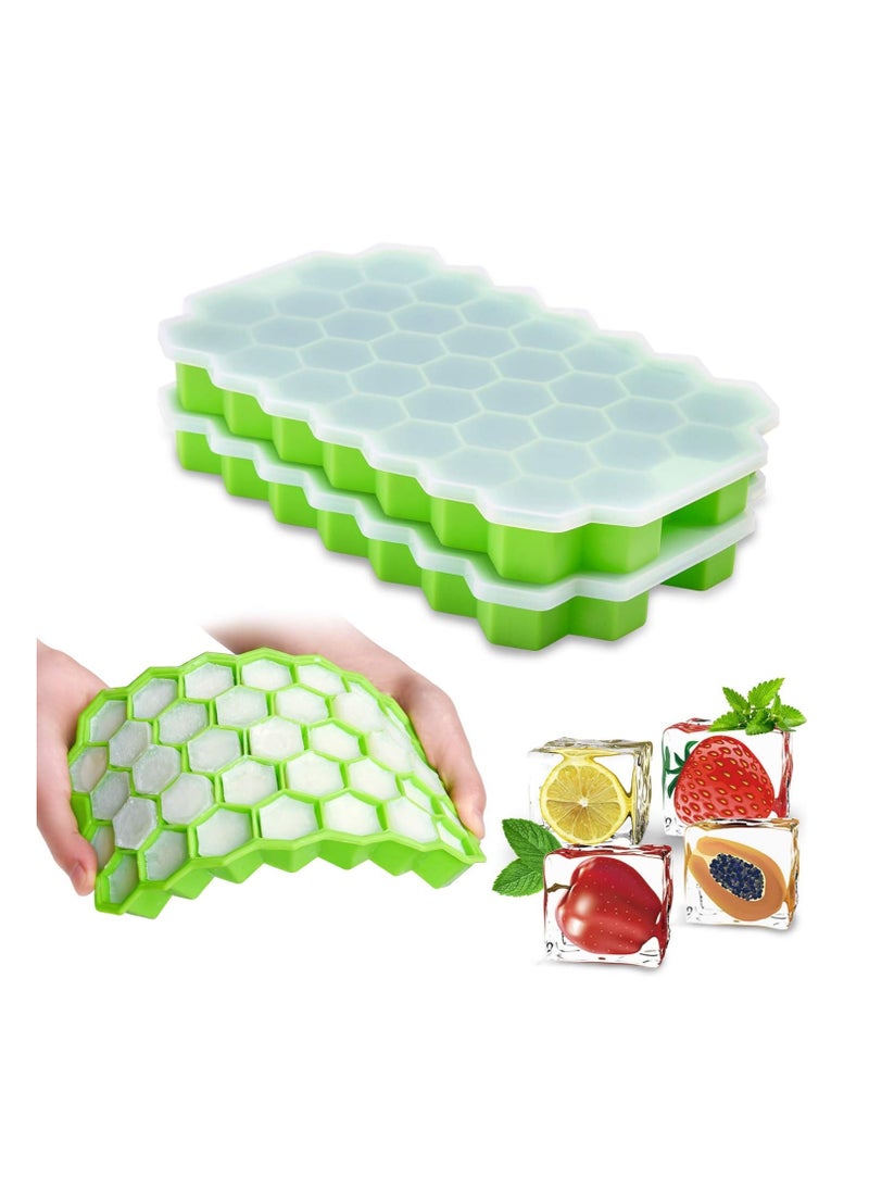 Generic Reusable Silicone Honeycomb Ice Cube Tray With Lid To Perfectly Freeze Juices And Drinks  - Image 1