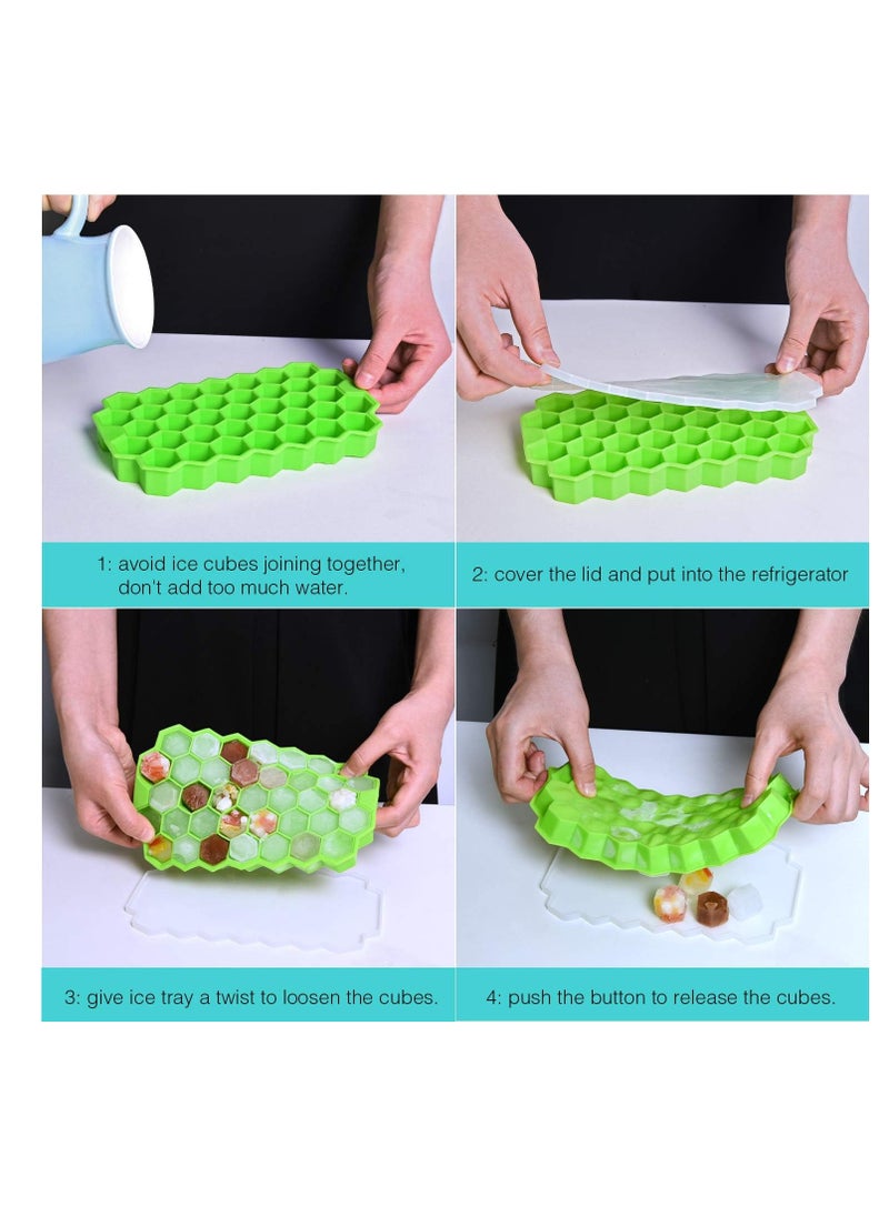Generic Reusable Silicone Honeycomb Ice Cube Tray With Lid To Perfectly Freeze Juices And Drinks  - Image 2