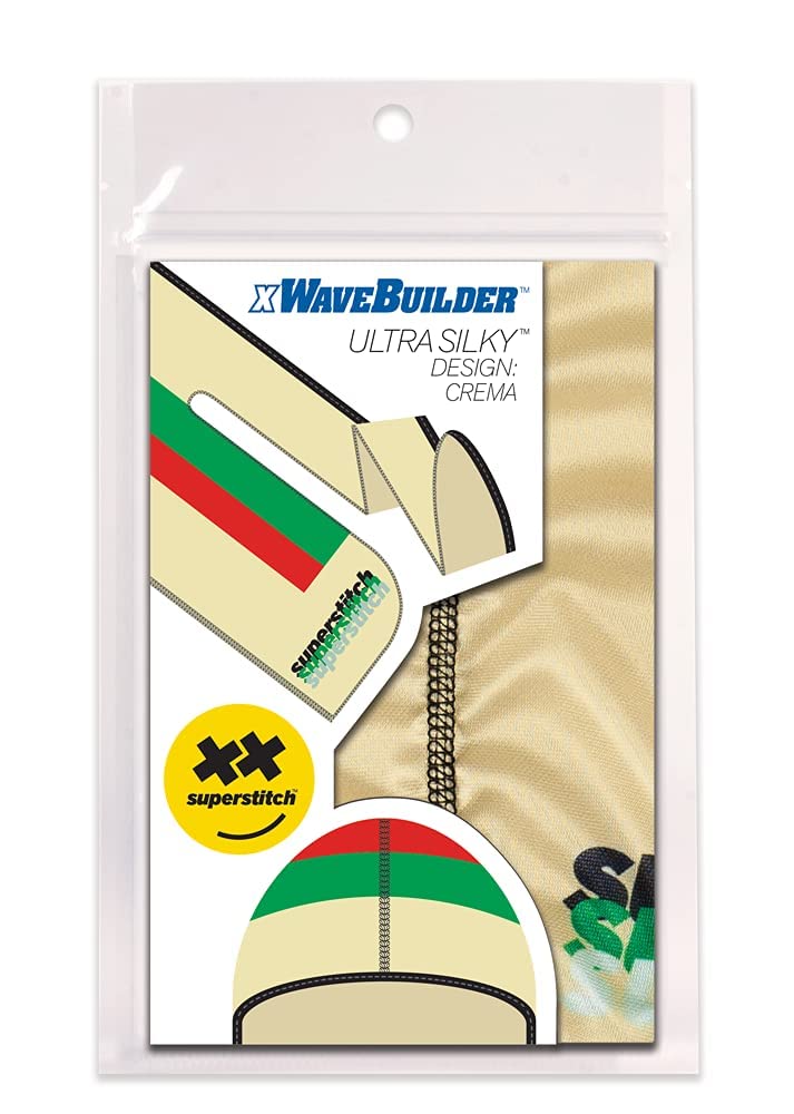 Superstitch Supersilky Ultra Silky Durag x Wavebuilder | 30+ Styles Premium Designer Durags for Men | 360 Waves | Tan, Red and Green (Crema) - Image 3