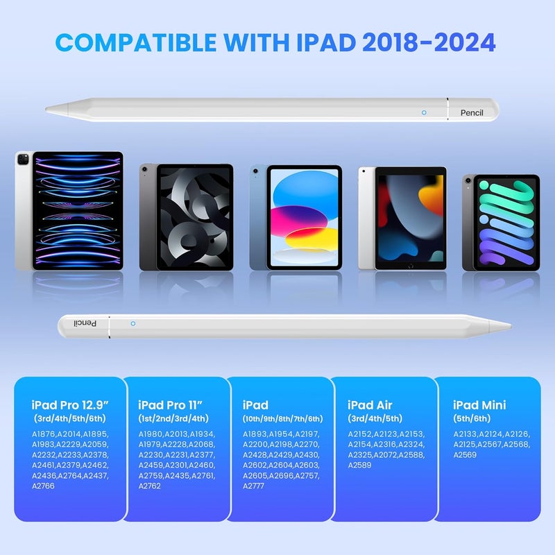 JAMJAKE iPad Pencil 2nd Generation with Palm Rejection, 2X Fast Charge Active Pencil Compatible with iPad Pro 11&12.9", iPad 10th/9th/8th/7th/6th, iPad Air 3rd/4th/5th, iPad mini 5th/6th - Image 2