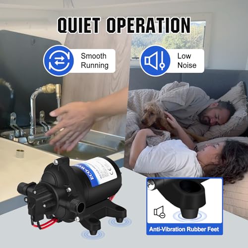 ECO-WORTHY RV Fresh Water Pump 12V DC 3.5GPM 45PSI with Pressure Switch, 12Volt Self Priming Water Pressure Diaphragm Pump On demand for RV Yacht Camper Sprayer Food Truck Black - Image 4