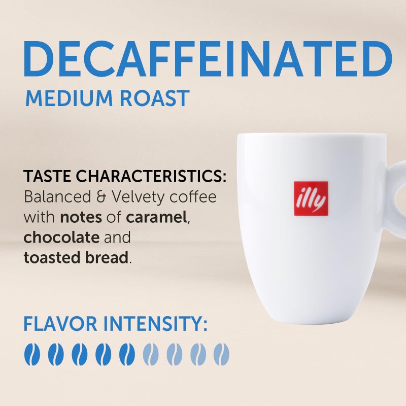 illy Decaf Whole Bean Coffee, Classic Medium Roast Gourmet Blend, 100% Arabica Coffee, 8.8 Ounce (Pack of 1) - Image 2