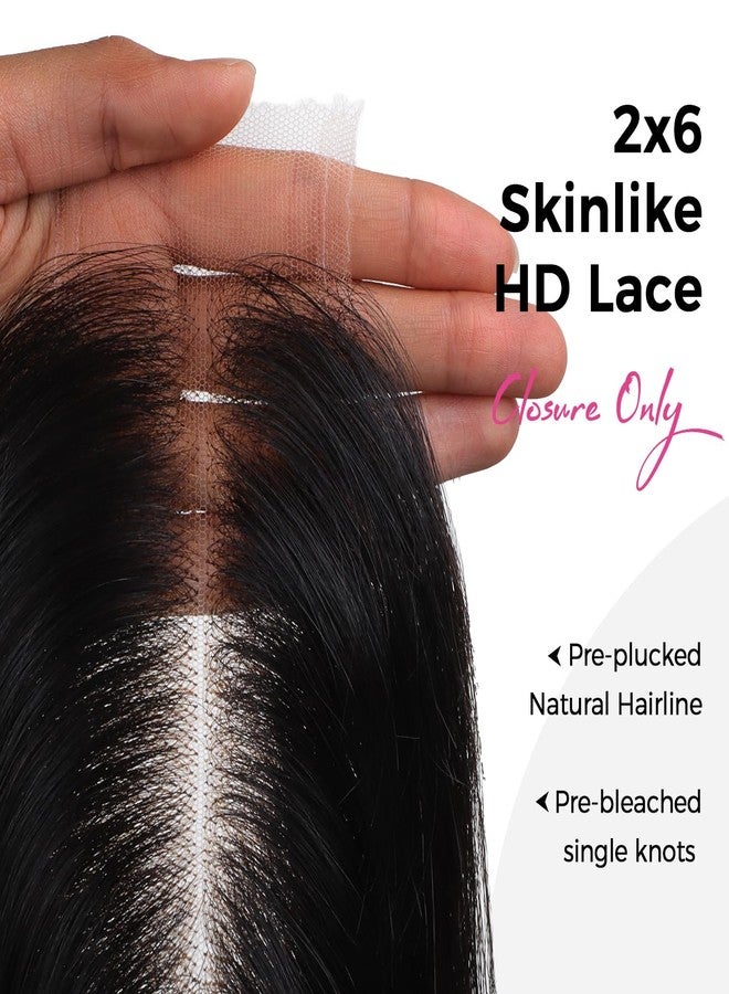 Lashey 2x6 SKINLIKE HD Lace Closure Human Hair Body Wave, 0.10mm Ultra-Thin Invisible Real HD Lace, Pre-Bleached Knots and Pre-Plucked Hairline 18 Inch Natural Black - Image 4