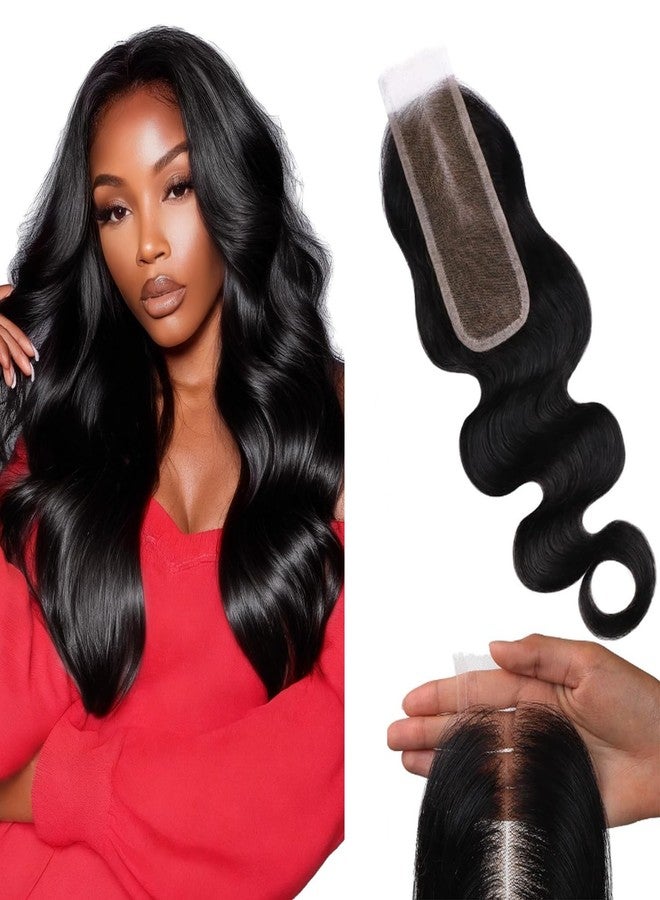 Lashey 2x6 SKINLIKE HD Lace Closure Human Hair Body Wave, 0.10mm Ultra-Thin Invisible Real HD Lace, Pre-Bleached Knots and Pre-Plucked Hairline 18 Inch Natural Black - Image 1